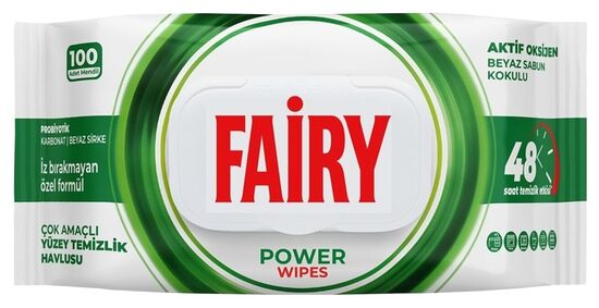 Fairy Power Wipes (green) universālās virsmu tīrīšanas mitrās salvetes (100 gab.)